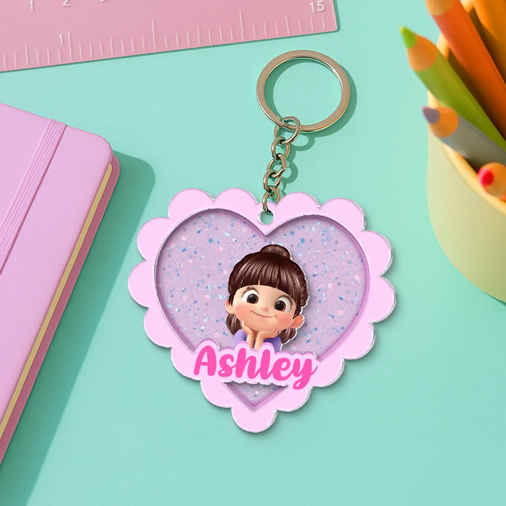 Acryl-Schlüsselanhänger mit Herz Namensschild Geschenk für Kinder