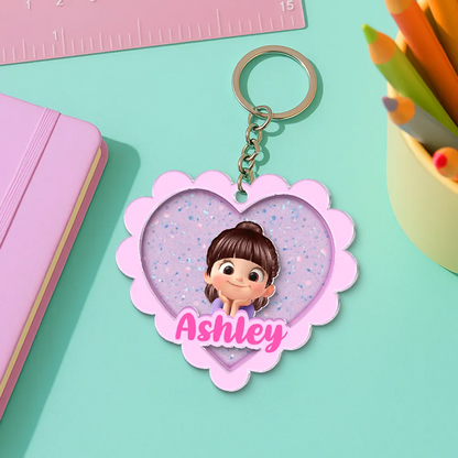 Acryl-Schlüsselanhänger mit Herz Namensschild Geschenk für Kinder