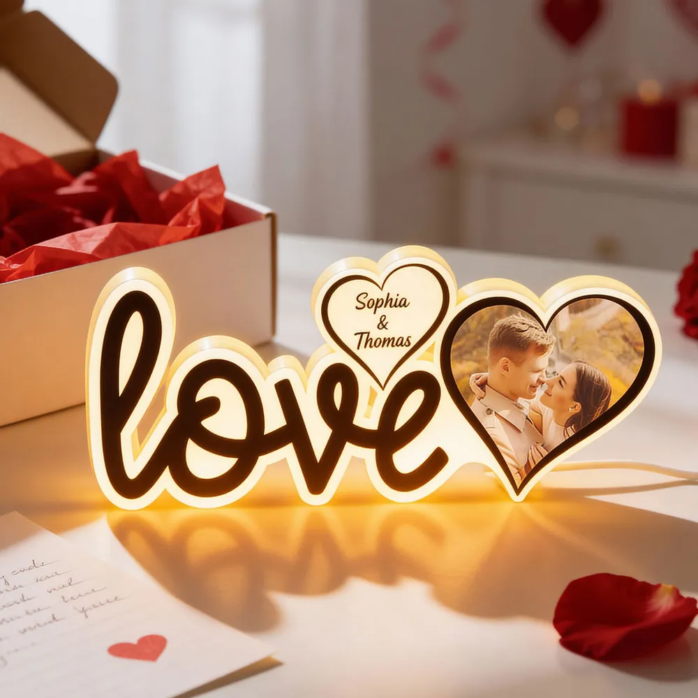 Love-Personalisierte LED-Lichtbox  mit Foto Geschenk für Paar