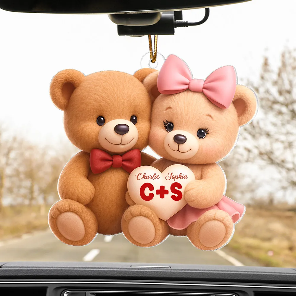 Bärenpaar mit Namen Personalisierter Acrylanhänger für Paar