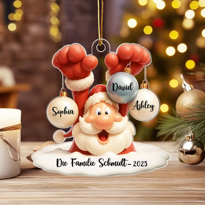 Personalisierter Acrylanhänger mit Weihnachtsmann und Ballons Christbaumschmuck mit 1-9 Namen