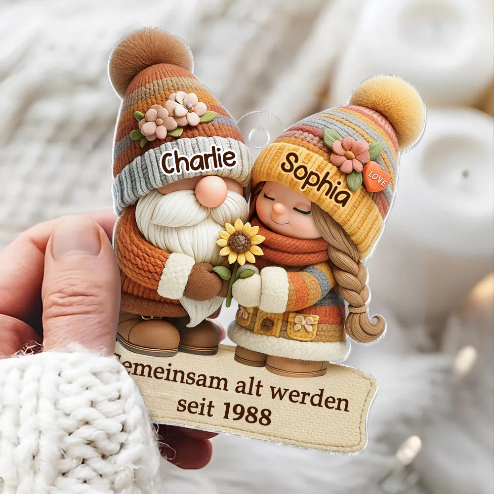 Herbstzwerg - Gemeinsam alt werden - Acrylanhänger mit Namen Geschenk für Paar