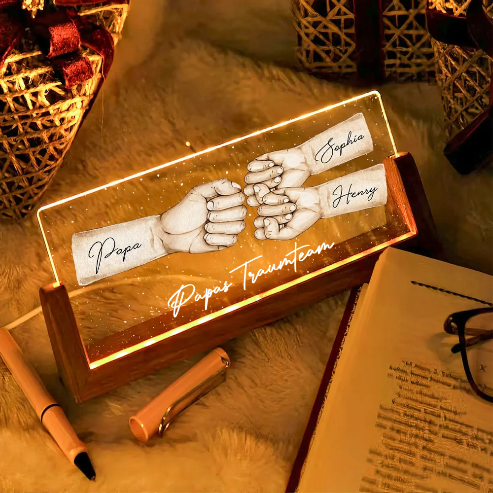 Fauststoß für Papa Personalisierte LED Nachtlicht mit U-Sockel