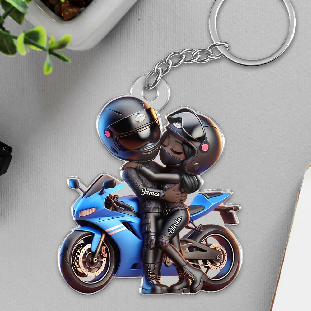 Motorrad-Paar Personalisierter Acryl-Schlüsselanhänger mit Namen