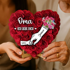 Hand-in-Hand Personalisierter Holzaufsteller mit Rosen Geschenk für Mama und Oma