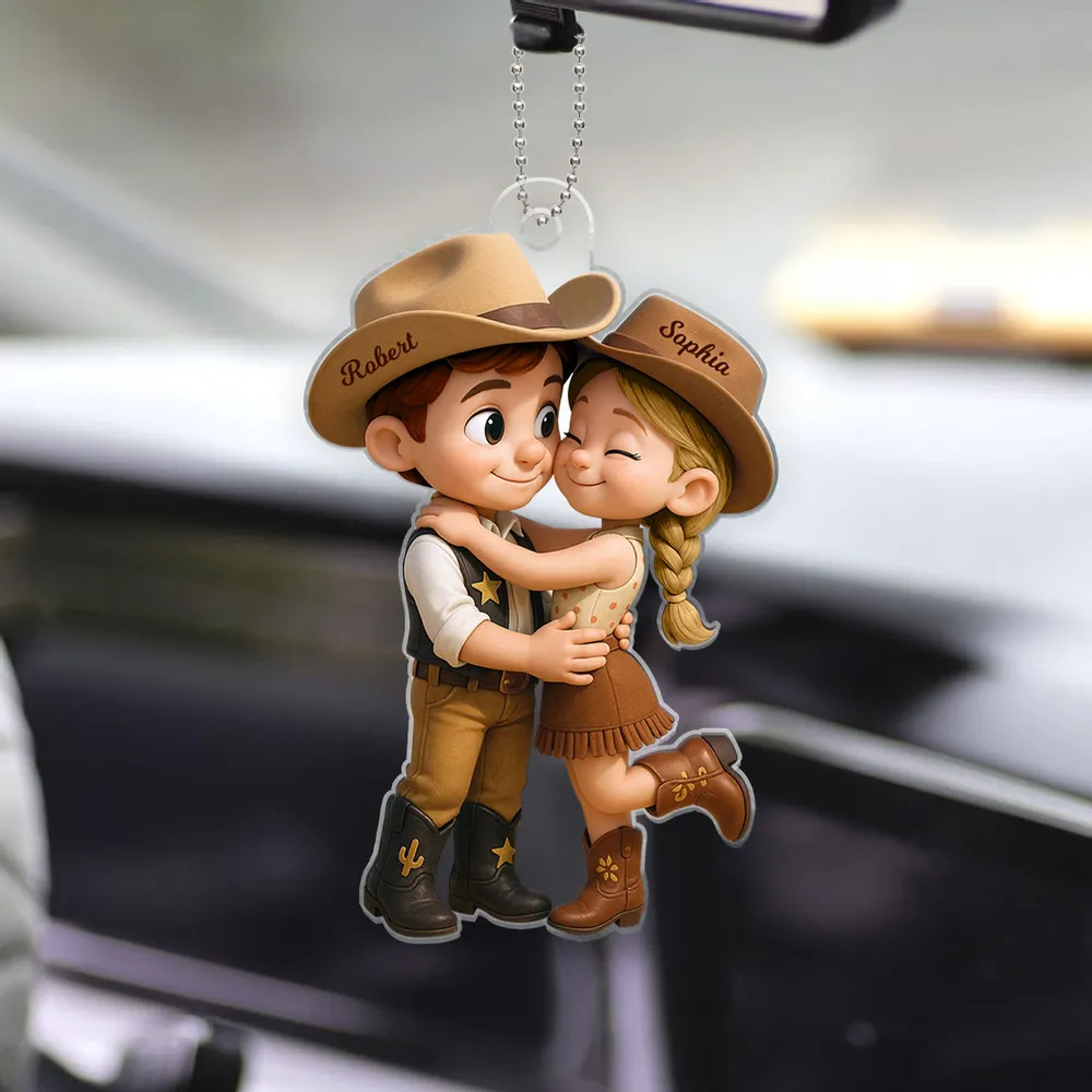 Cowboy Couple-Personalisierter Acrylanhänger mit Namen Geschenk für Paar