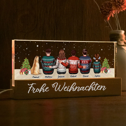 Personalisierte LED-Nachtlicht mit Familie, Katzen und Hunde Weihnachtsgeschenk