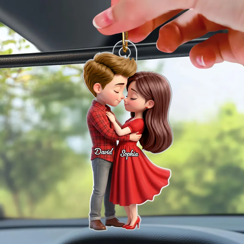 Paar in Rot-Personalisierter Acrylanhänger mit Namen Geschenk für Paar
