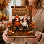 Personalisierter Holzaufsteller für beste Freundinnen & Schwestern – Herbstmotiv