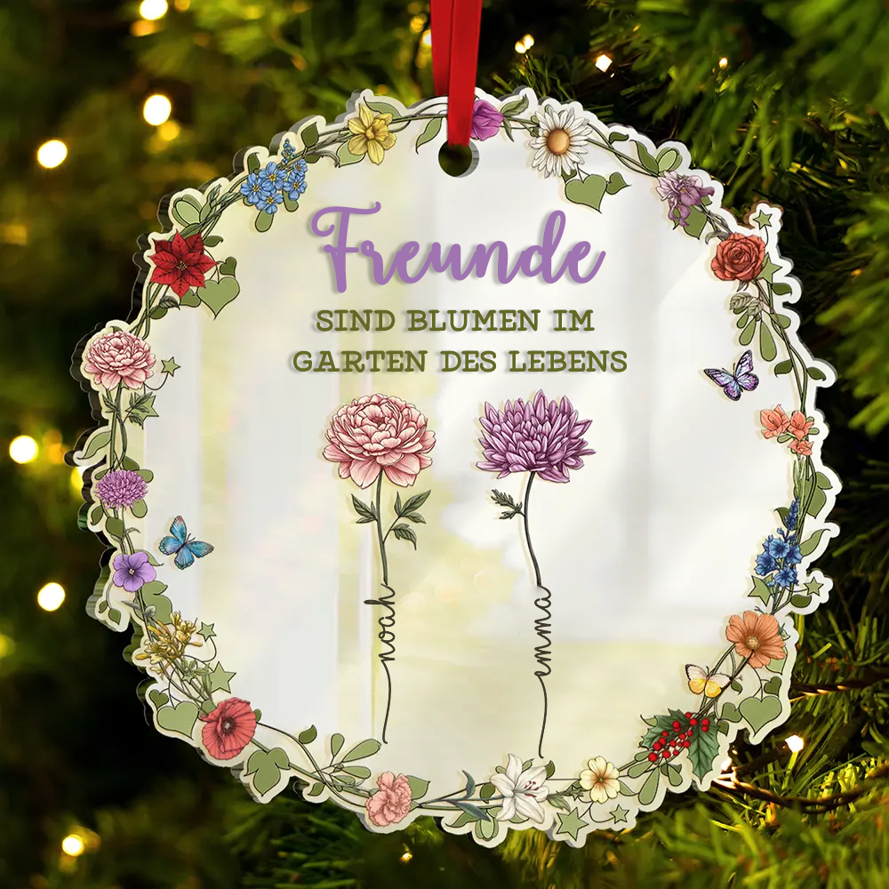 Personalisierter Acrylanhänger mit Geburtsblumen Christbaumschmuck für beste Freundin und Schwester