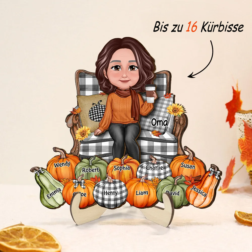 Großeltern und Kürbisse - Personalisierte Holztafel für Opa und Oma