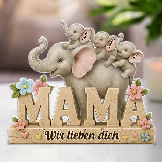 Elefanten Mama-Personalisierte Acryltafel für Mutter