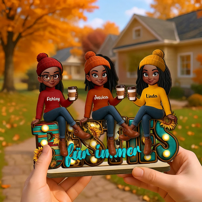 Besties für immer-Personalisierte Holztafel mit 2-6 Frauen Geschenk für Freundinnen