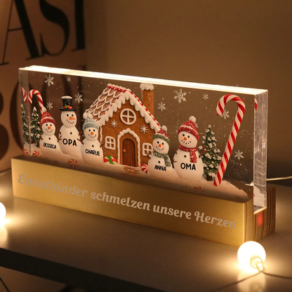 Personalisiertes LED-Nachtlicht mit Schneemannfamilie Weihnachtsgeschenk für Familie