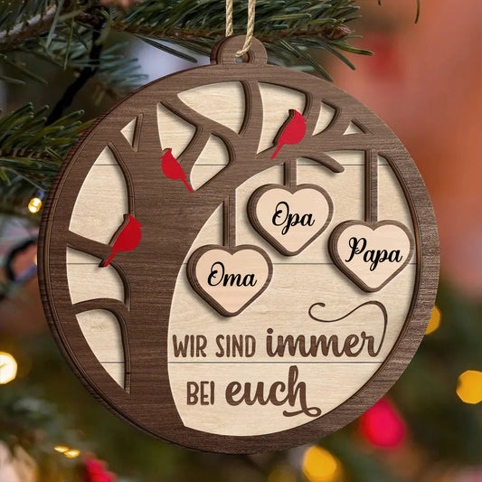 Personalisierter 2-lagiger Holzanhänger „Ich bin immer bei dir“ – Weihnachtsornament mit Kardinal