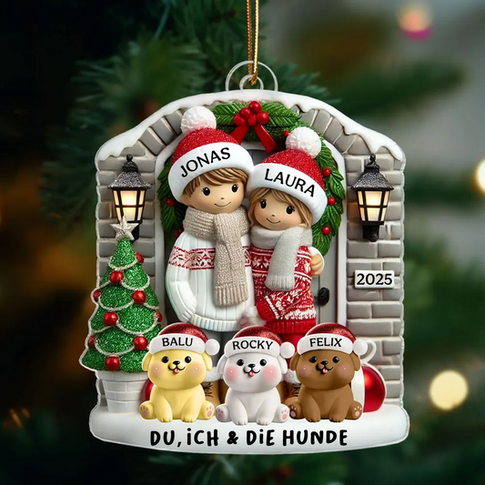 Personalisiertes Weihnachtsornament für Paar mit optionalem Haustier Hund Katze