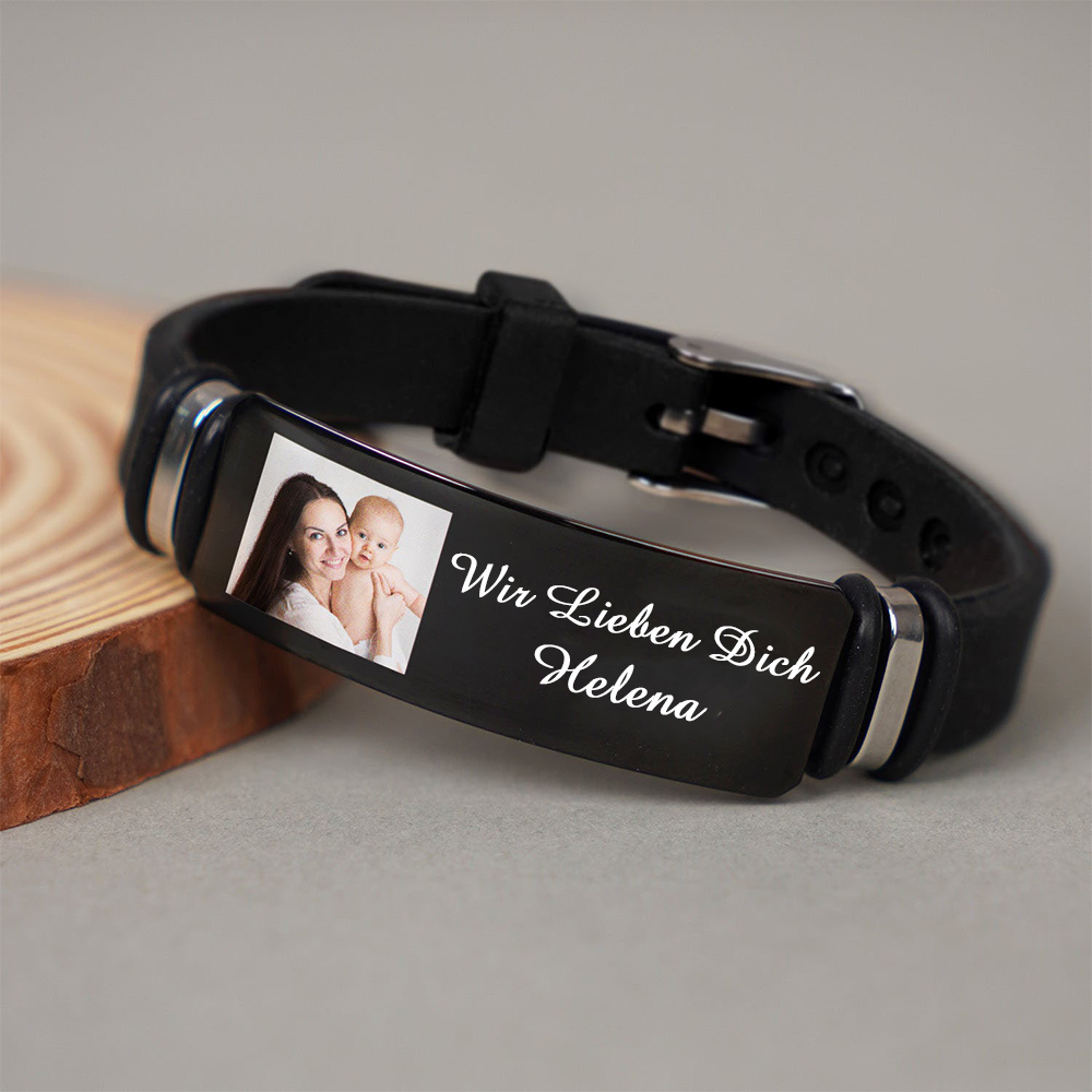 Wir lieben dich-Silikon-Armband mit Foto und Text