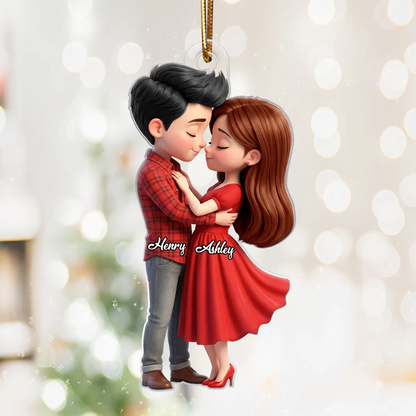 Paar in Rot-Personalisierter Acrylanhänger mit Namen Geschenk für Paar