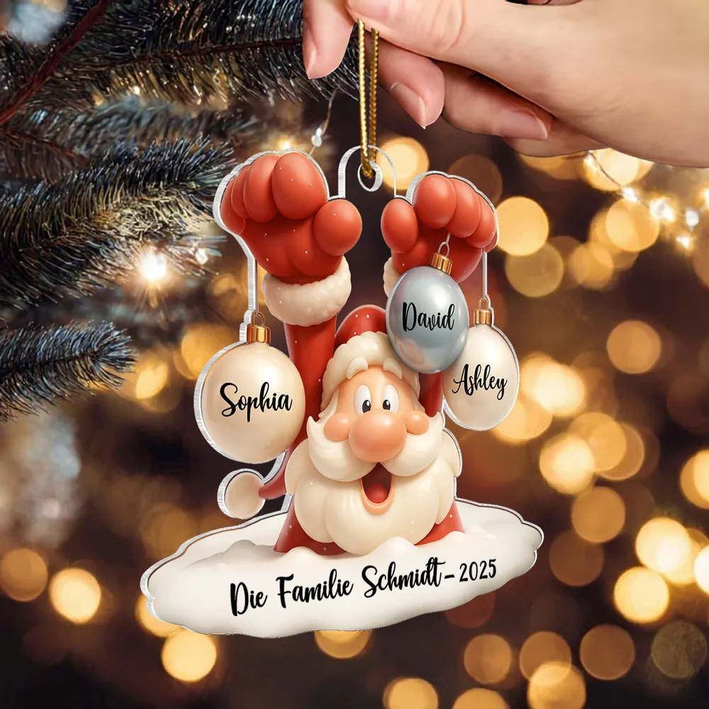 Personalisierter Acrylanhänger mit Weihnachtsmann und Ballons Christbaumschmuck mit 1-9 Namen