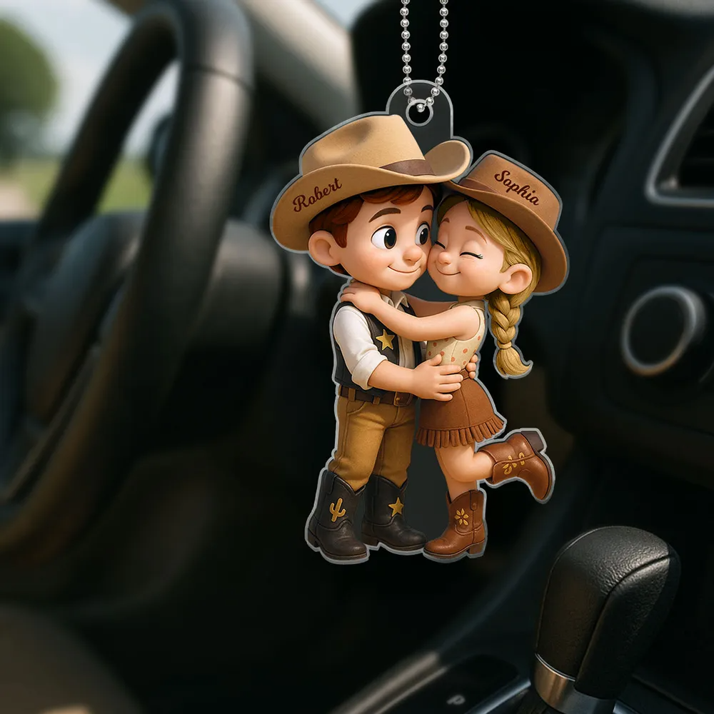 Cowboy Couple-Personalisierter Acrylanhänger mit Namen Geschenk für Paar