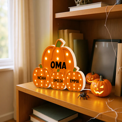 „Omas kleine Kürbisse“ – Personalisierte LED-Lichtbox Geschenk für Oma