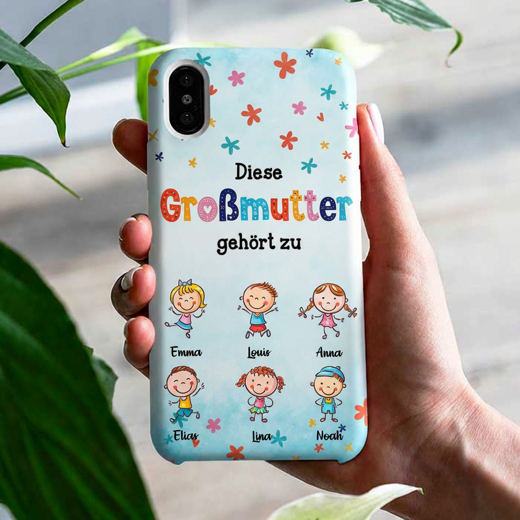 Diese...gehört zu- Blaue Silikonhandyhülle für iPhone und Samsung mit Comicfiguren Geschenk für Mama und Oma