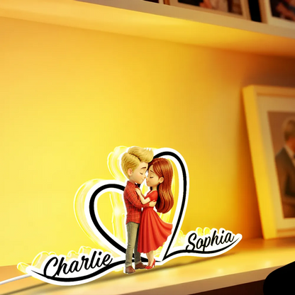 Paar in Rot Personalisieirte LED-Lichtbox mit Namen
