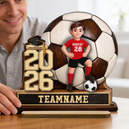 Fußballkind 2026-Personalisierter Holzaufsteller mit Figur und Text Geschenk zum Abschluss für Tochter und Sohn