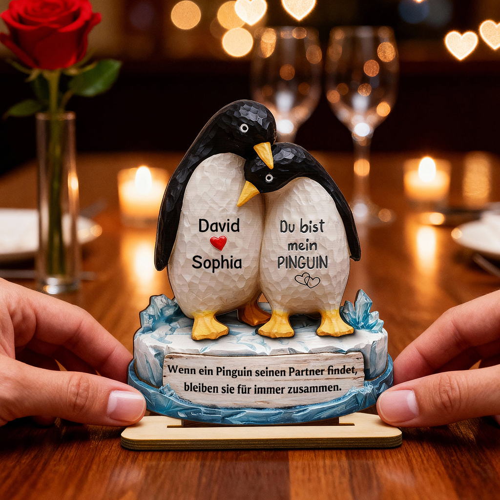 Du bist mein Penguin- Personalisierter Holzaufsteller mit Namen Geschenk für Paar