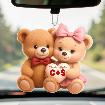 Bärenpaar mit Namen Personalisierter Acrylanhänger für Paar