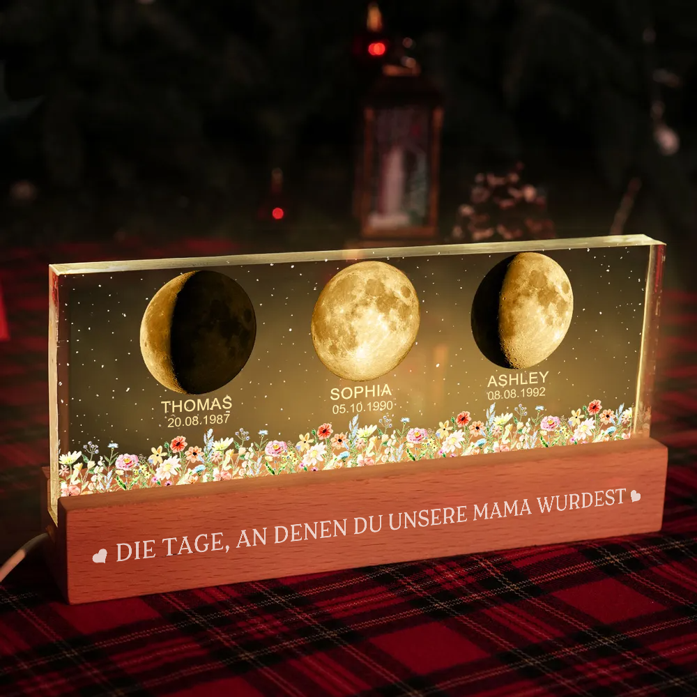 Mondphasen-Personalisierte LED Nachtlicht für Mama und Oma