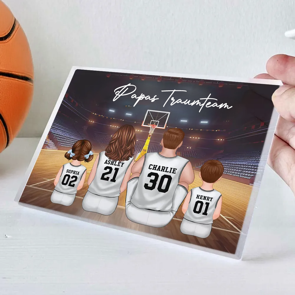 Acrylblock mit Basketballfamilie Geschenk für Papa und Basketballfans