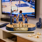 Basketballpapa und Kinder- Personalisierter Holzaufsteller mit Trikots und Text