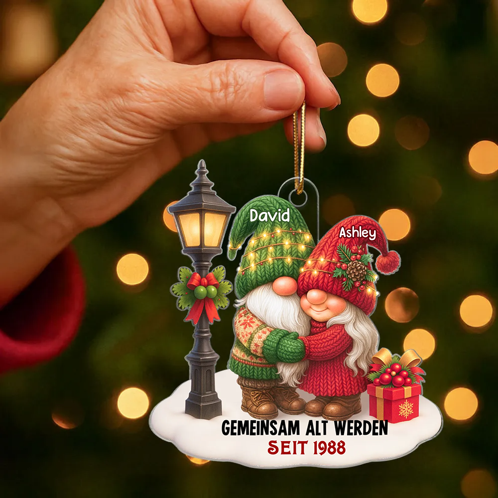 Gemeinsam alt werden-Personlisierter Acrylanhänger mit Zwergenpaar Christbaumschmuck für Paar