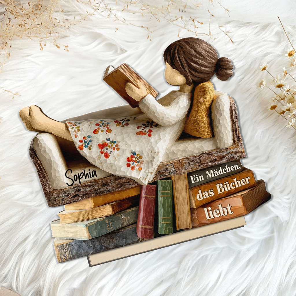 Personalisierter Holzaufsteller mit Namen für Bücherfans