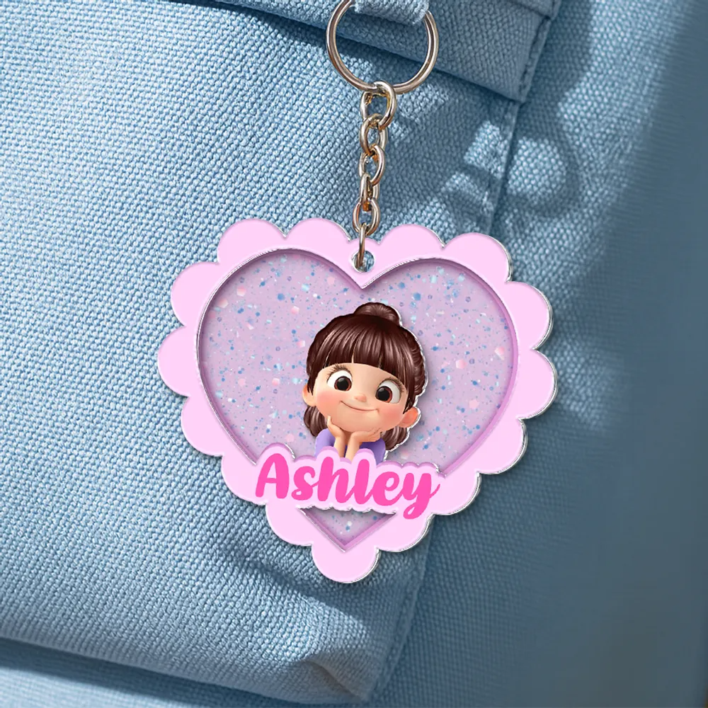 Acryl-Schlüsselanhänger mit Herz Namensschild Geschenk für Kinder