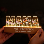 Personalisierte LED-Nachtlicht mit Geburtsblumen – für Oma und Mama