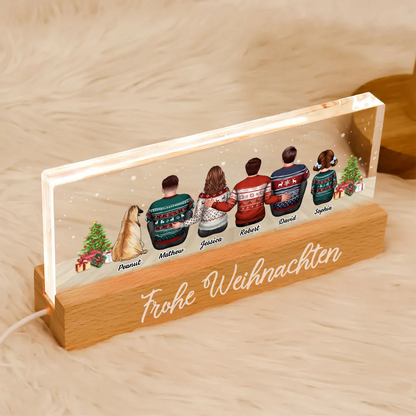 Personalisierte LED-Nachtlicht mit Familie, Katzen und Hunde Weihnachtsgeschenk