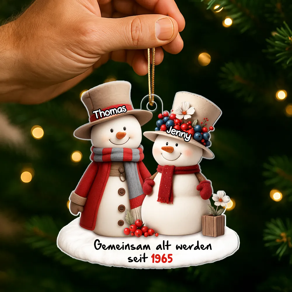 Personalisierter Acrylanhänger mit Schneemanfamilie Christbaumanhänger mit Namen und Text