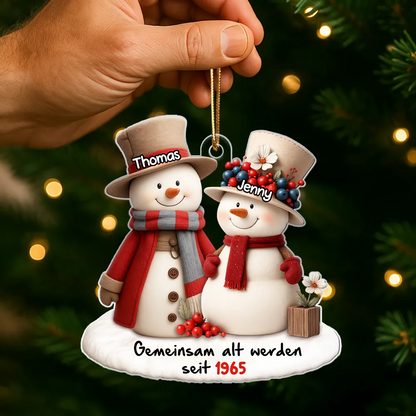 Personalisierter Acrylanhänger mit Schneemanfamilie Christbaumanhänger mit Namen und Text