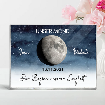 Unser Mond-Personalisierter Acrylblock mit Mondphase Geschenk für Paar