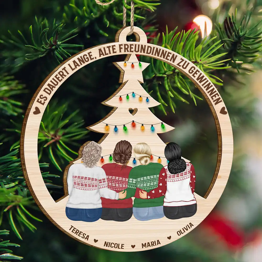 Holzanhänger mit 2-6 Frauen Christbaumschuck  für beste Freundinnen