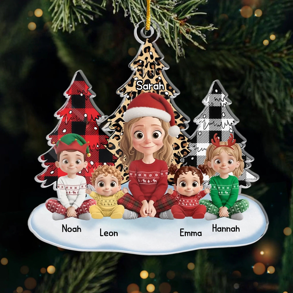 Mama/Oma mit Kinder - Personalisierter Acrylanhänger Christbaumschmuk