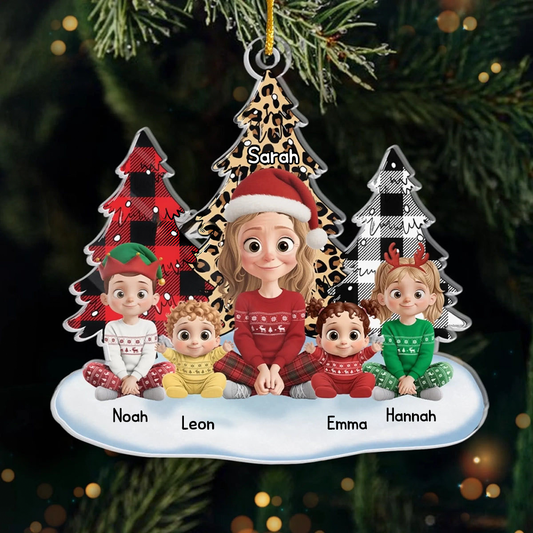 Mama/Oma mit Kinder - Personalisierter Acrylanhänger Christbaumschmuk