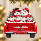 Personalisierter Acryl-Weihnachtsanhänger – Schneemannfamilie mit Namen