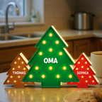 Personalisierte LED-Lichtbox – Weihnachtsbäume mit Namen