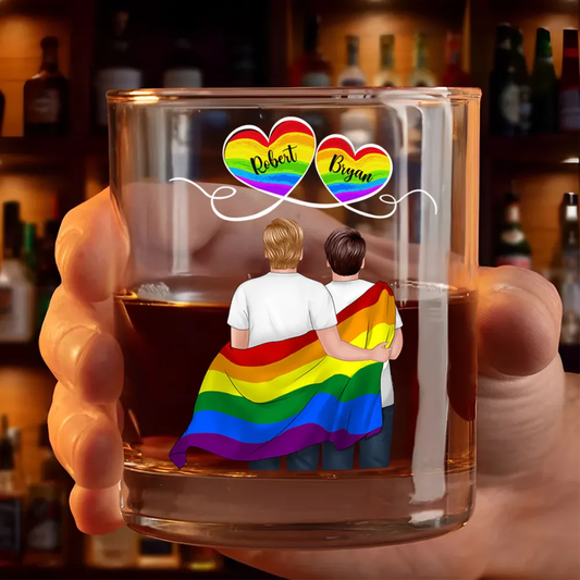 Regenbogen Paare -Whisky-Glas mit 2 Personen personalisiert LGBT Paare
