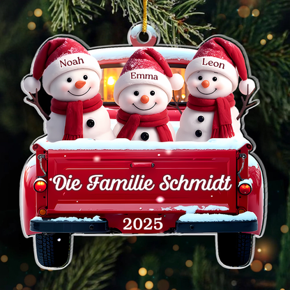 Acryl-Ornament Personalisierter Christbaumschmuck mit Schneemänner für Familie