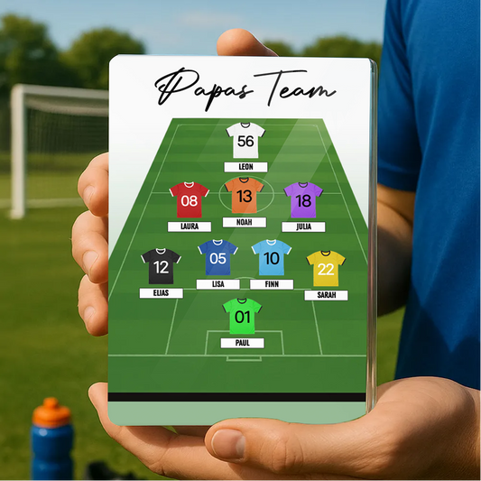 Personalisierter Acrylblock mit Fußballtrikots Geschenk für Papa und Fußballfans