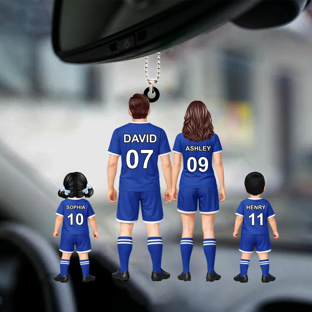 Personalisierter Acrylanhänger mit Fußballfamilie